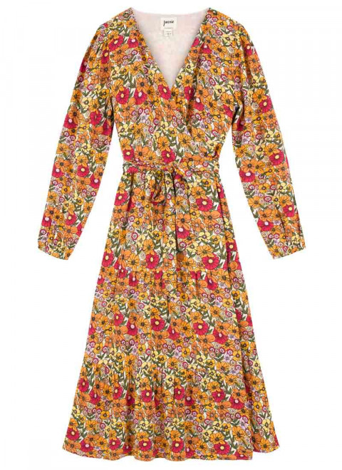 Aleesha Vintage Floral V-Neck Wrap Dress - Product Front