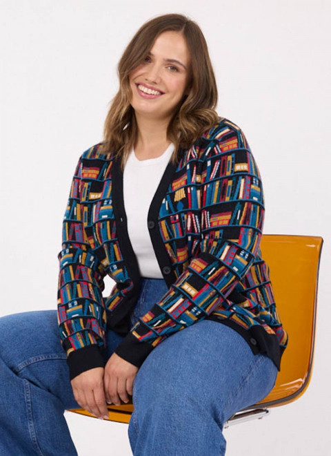 Althea Bookshelves Cardigan - Model Front