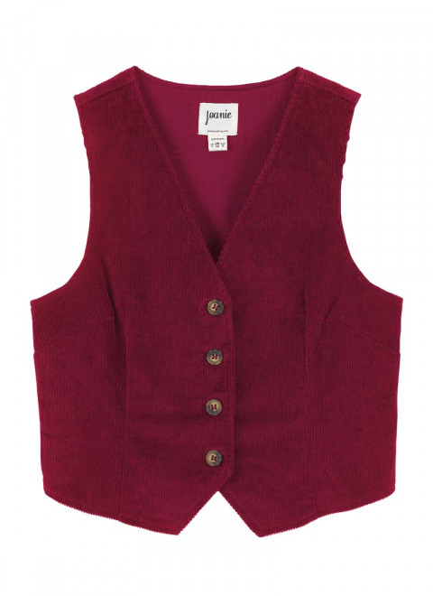 Annie Corduroy Waistcoat - Cabernet Product Front