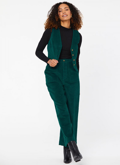 Lafayette Wide Leg Corduroy Trousers - Green
