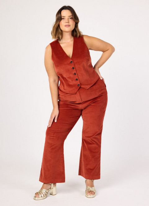 Richmond Corduroy Flared Trousers - Rust
