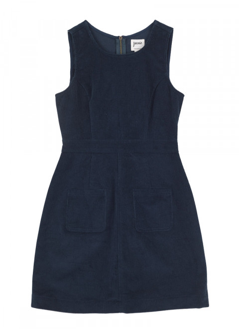 Daphne Corduroy Patch Pocket Pinafore - Navy Product Front