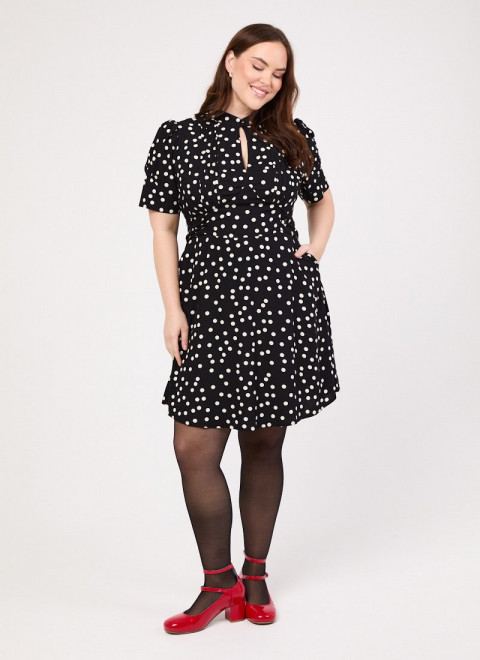 Delia Polka Dot Print Mini Tea Dress