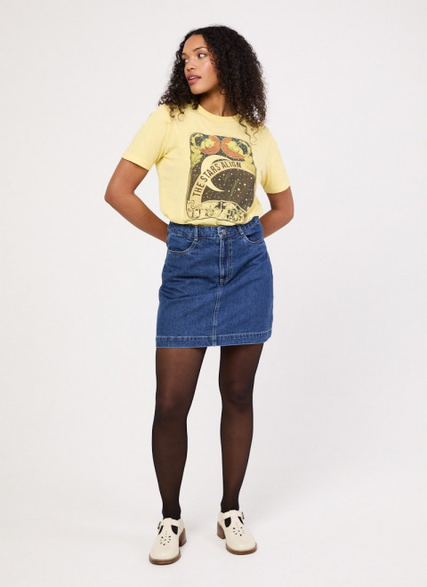 Mandy Mid Wash Denim A-Line Mini Skirt