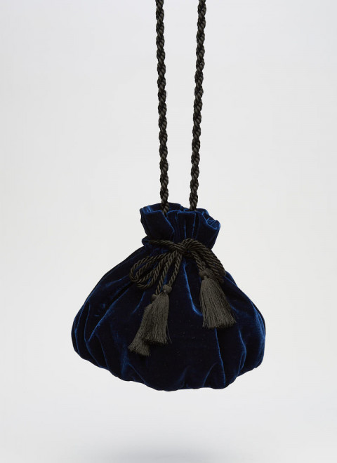 Filey Navy Velvet Pouch Bag