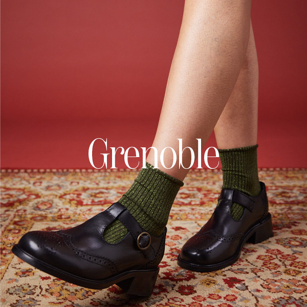 Grenoble Leather T-Bar Brogues - Black