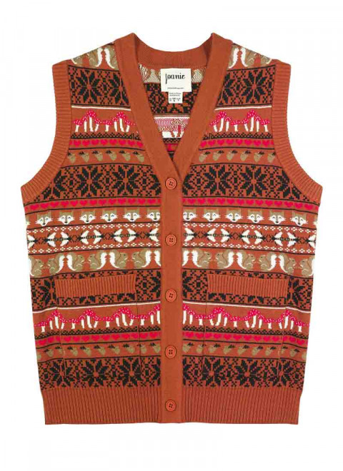 Hamish Fair Isle Sweater Vest - Rust Product Front