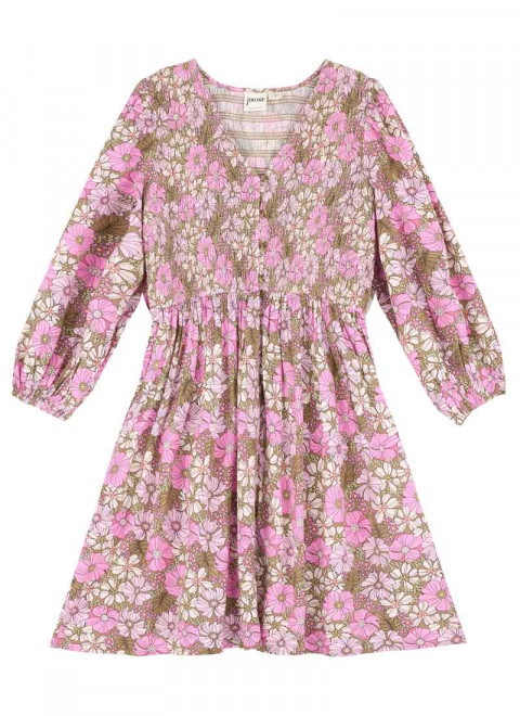 Henderson Pink Floral Print Smock Dress - Product Front