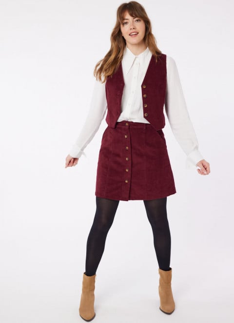 Annie Corduroy Waistcoat - Cabernet