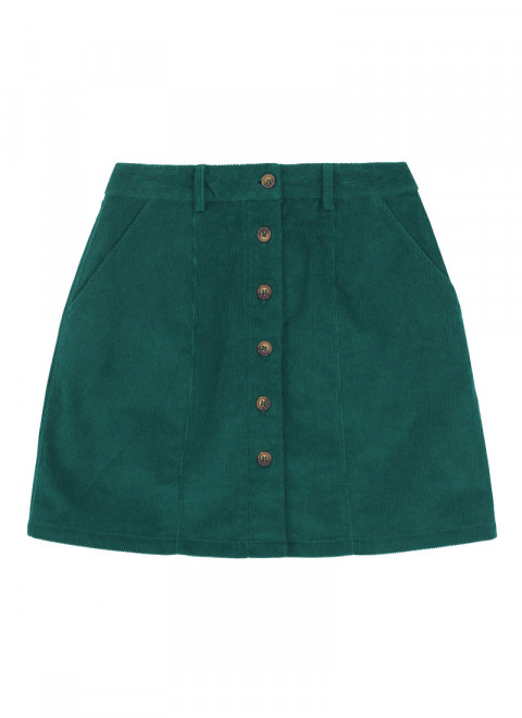 Janet Corduroy A-Line Skirt - Green Product Front