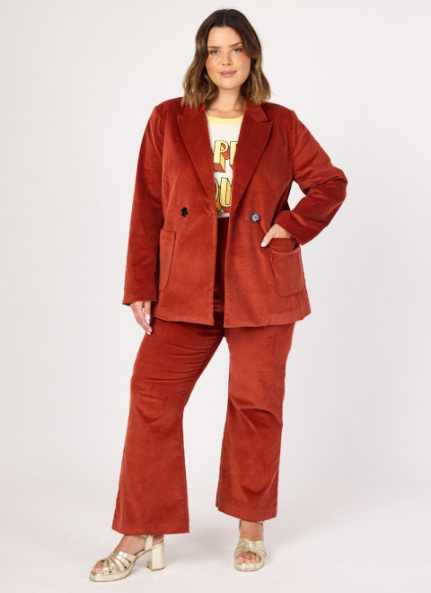 Jarvis Double Breasted Corduroy Blazer - Rust 
