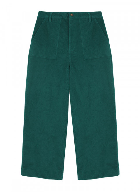 Lafayette Wide Leg Corduroy Trousers - Green Product Front