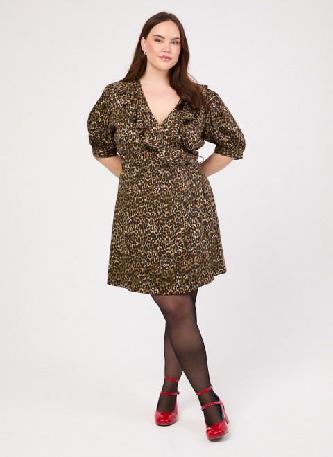 Laura Leopard Print Mini Wrap Dress