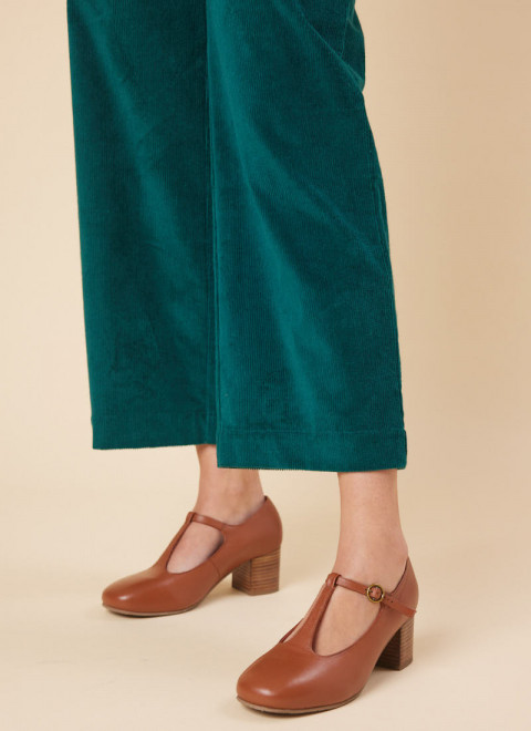 Lille Leather T-Bar Dolly Shoes - Brown 
