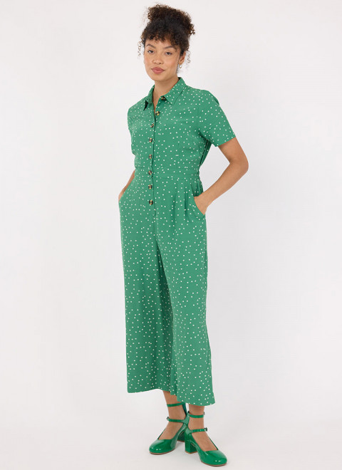 Max Spot Print Short Sleeve Boilersuit - Model Front Size 10