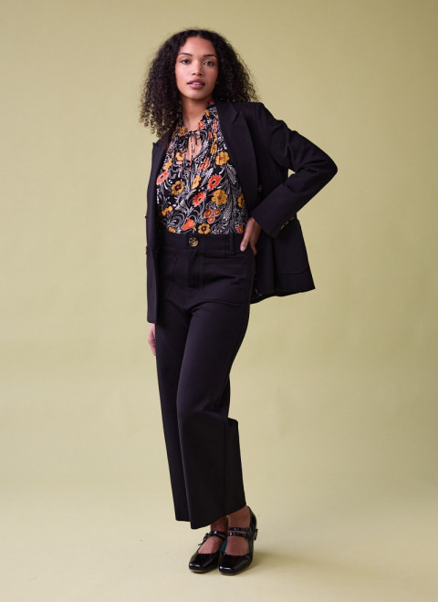 Pippa Black High Waist Trousers - Model Front Size 10