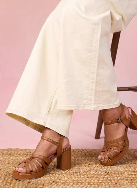 Montpellier Leather Platform Sandals - Tan