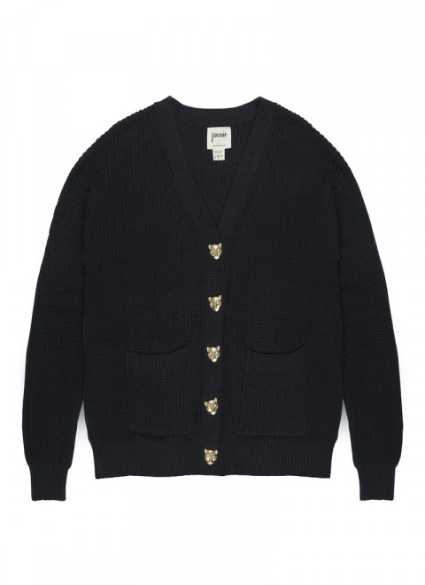 Piper Novelty Button Cardigan - Black Product Front