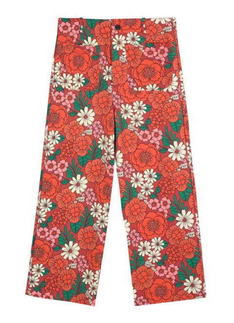 Pippa Vintage Floral Print High Waist Trousers - Product Front