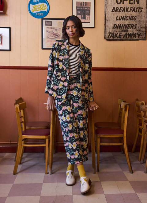 Pippa Daisy Print High Waist Trousers - Model Front Size 10