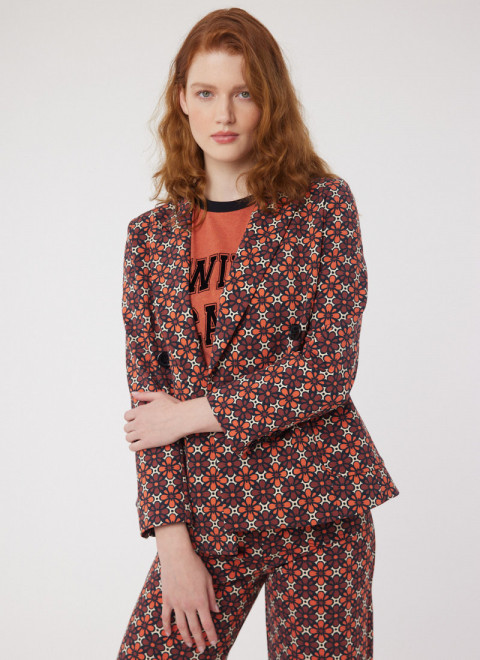 Richy Geometric Floral Print Soft Tailored Blazer