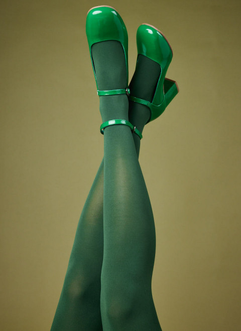 Rouen Patent Leather Mary Jane Shoes - Green 