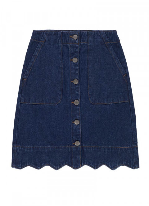 Sarah Scallop A-Line Denim Skirt Product Front