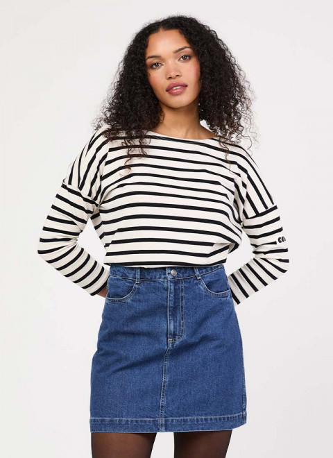 Mandy Mid Wash Denim A-Line Mini Skirt - Product Front Size 10