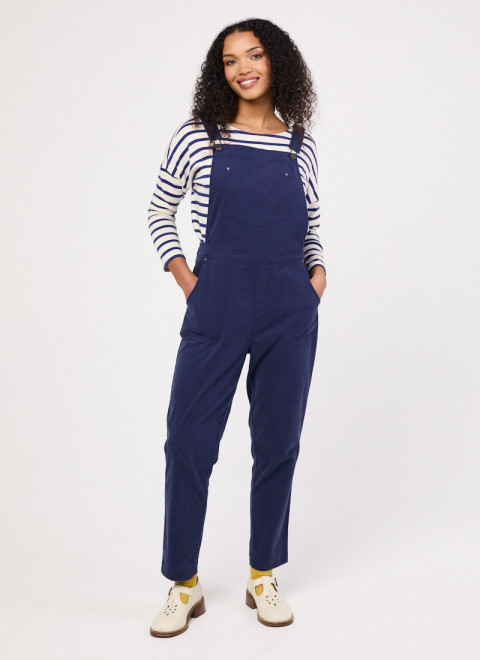 Leanne High Waist Dungarees - Navy - Model Front Size 10