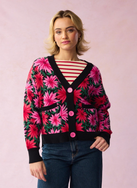 Lovelace Dahlia Floral Jacquard Oversized Cardigan