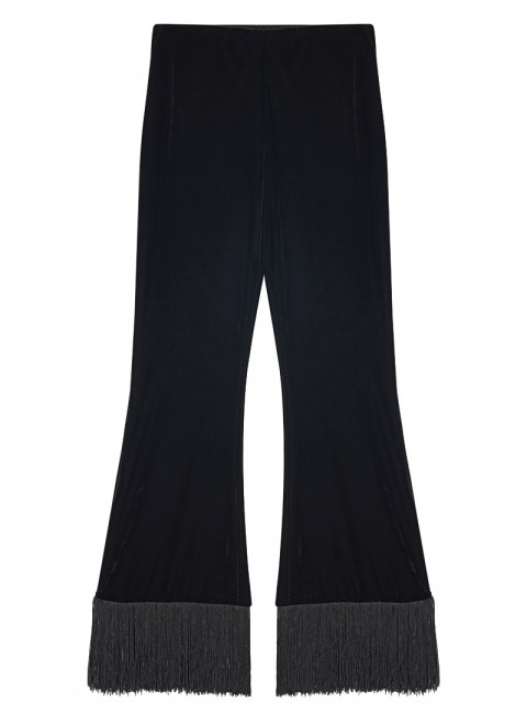 Dawn O’Porter X Joanie - Staten Island Fringe Trim Velvet Pull-On Flares  - Dawn Front