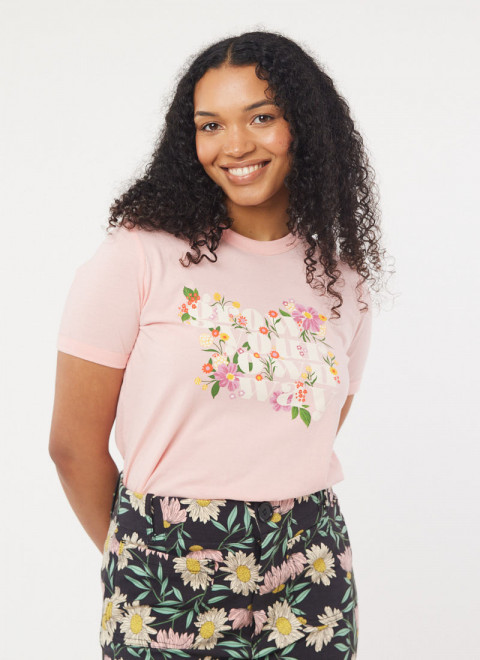 Stevie Grow Your Own Way Slogan Tee - Model Front