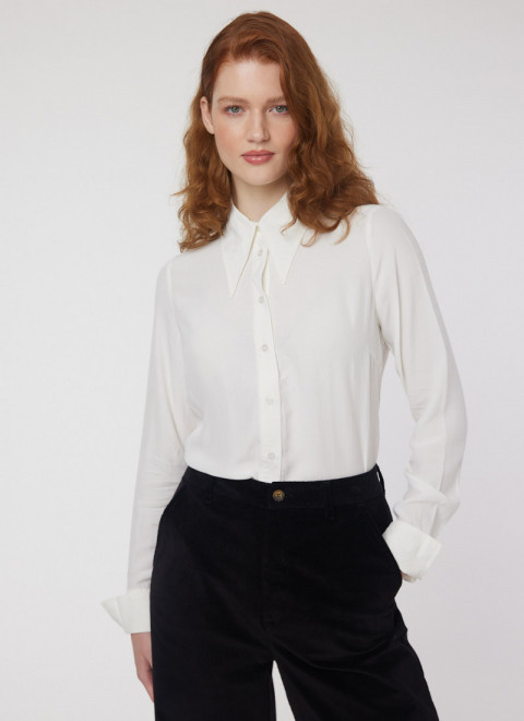 Velma Dagger Collar Blouse - Cream